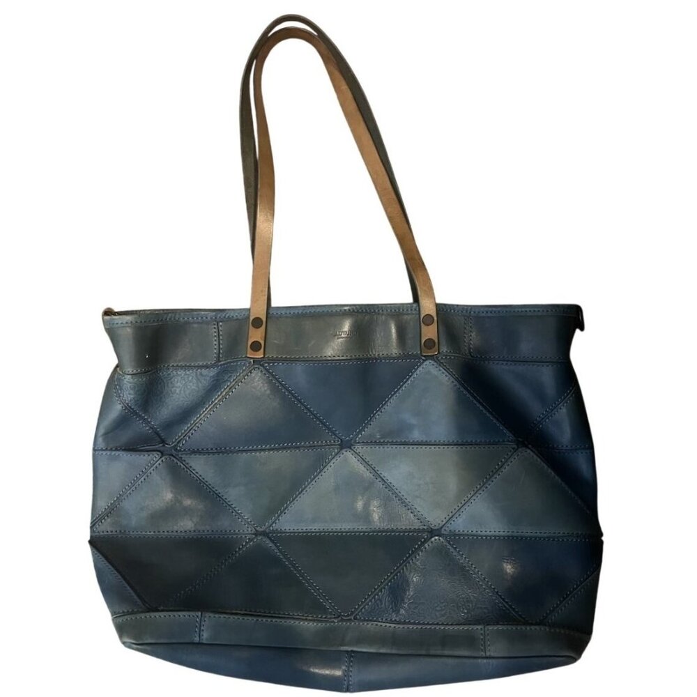 Old Trend Modern Vintage Prism Blue Teal Leather Purse Tote